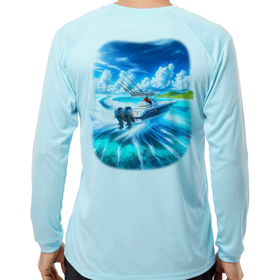 Twin 400's Boating Performance Shirt Long Sleeve in Ice Blue