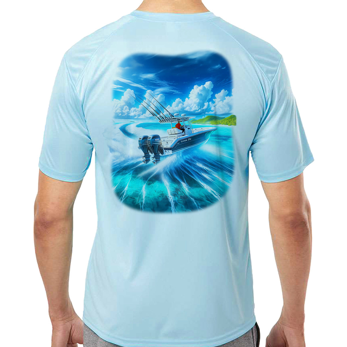 Twin 400's Boating Performance Shirt. Blue