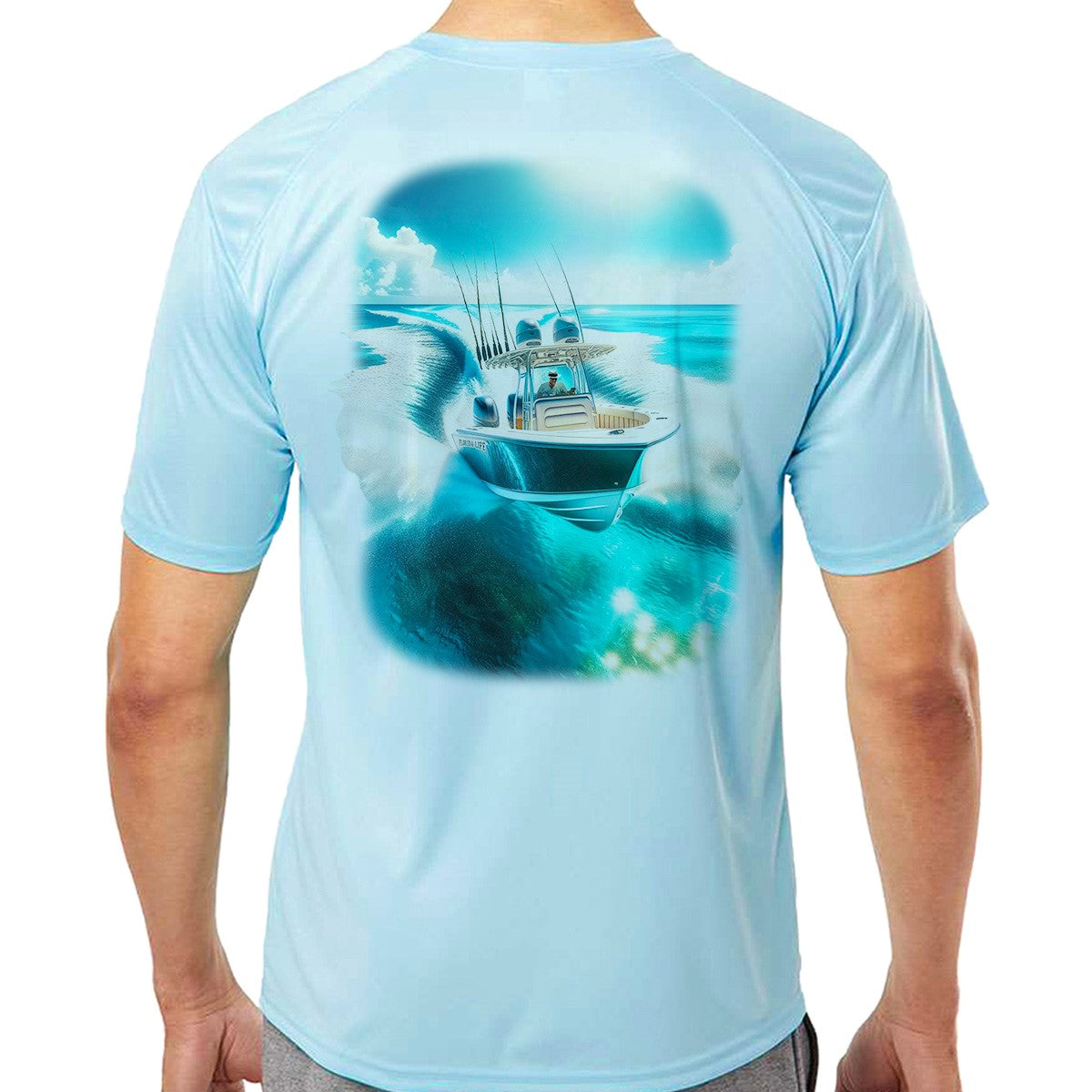 Full Throttle Boating Performance Shirt on Ice Blue