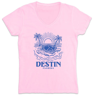 Women's Destin Turtle Days V-Neck T-Shirt Light Pink
