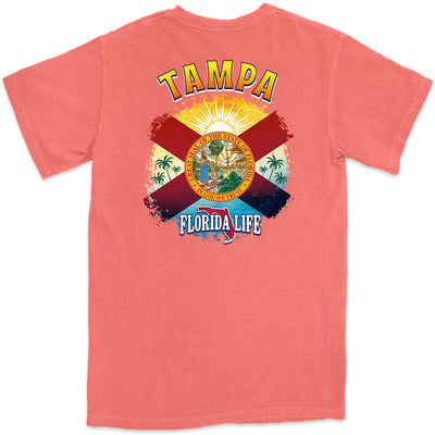 Tampa Florida State Flag T-Shirt Coral